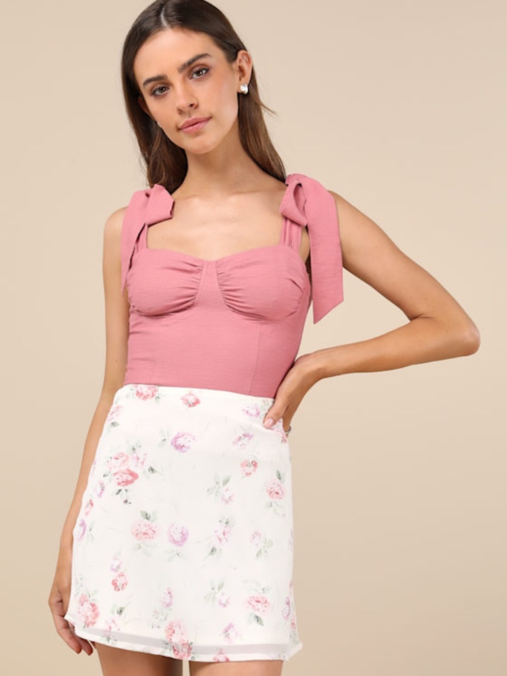 Lulus Gracefully Sweet Mauve Bustier Tie-strap Tank Top Pink - Size XL